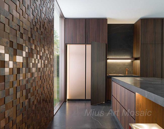 Classic style big square 3D copper mosaic tile (1) product-1-1