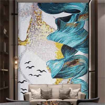 Blue Mosaic Tile Mural