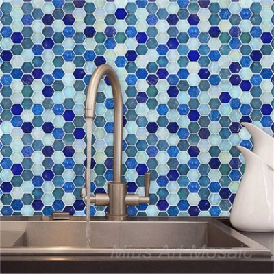 Iridescent Hexagonal Glass Mosaic Tiles